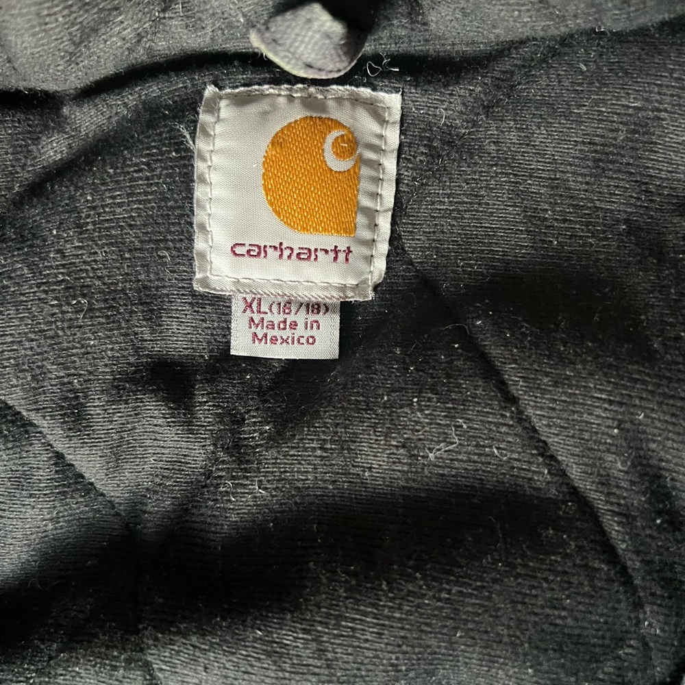 Vintage Carhartt J130 Dark Blue/Gray Hooded Jacket - Picture 7 of 12